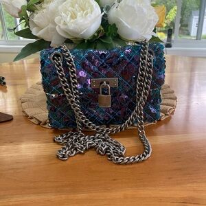 Kurt Geiger purse crossbody brixton sequin purples Euc